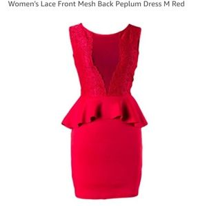 *BRAND NEW - RED PEPLUM DRESS